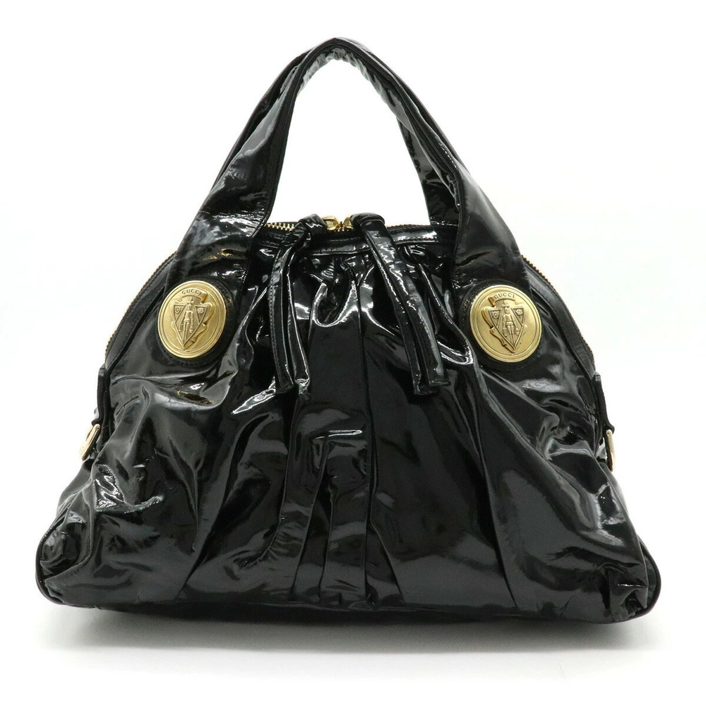 Gucci Hysteria Handbag Tote Bag Patent Vernis Leather Enamel Black